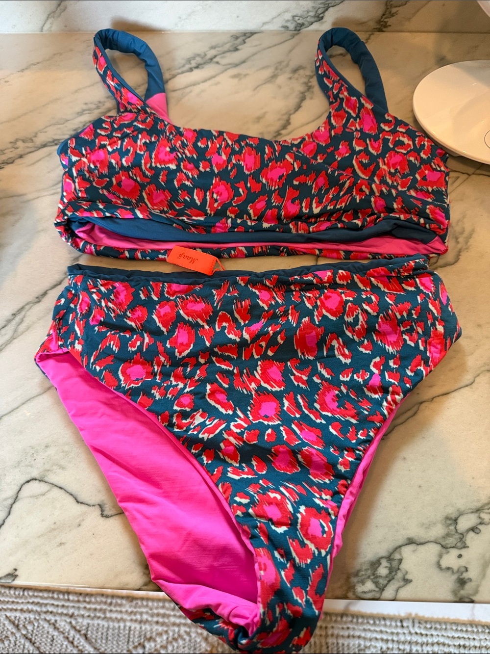 Maaji women's reversible Teal and Hot Pink Leopard-Print Two-Piece Swimsuit